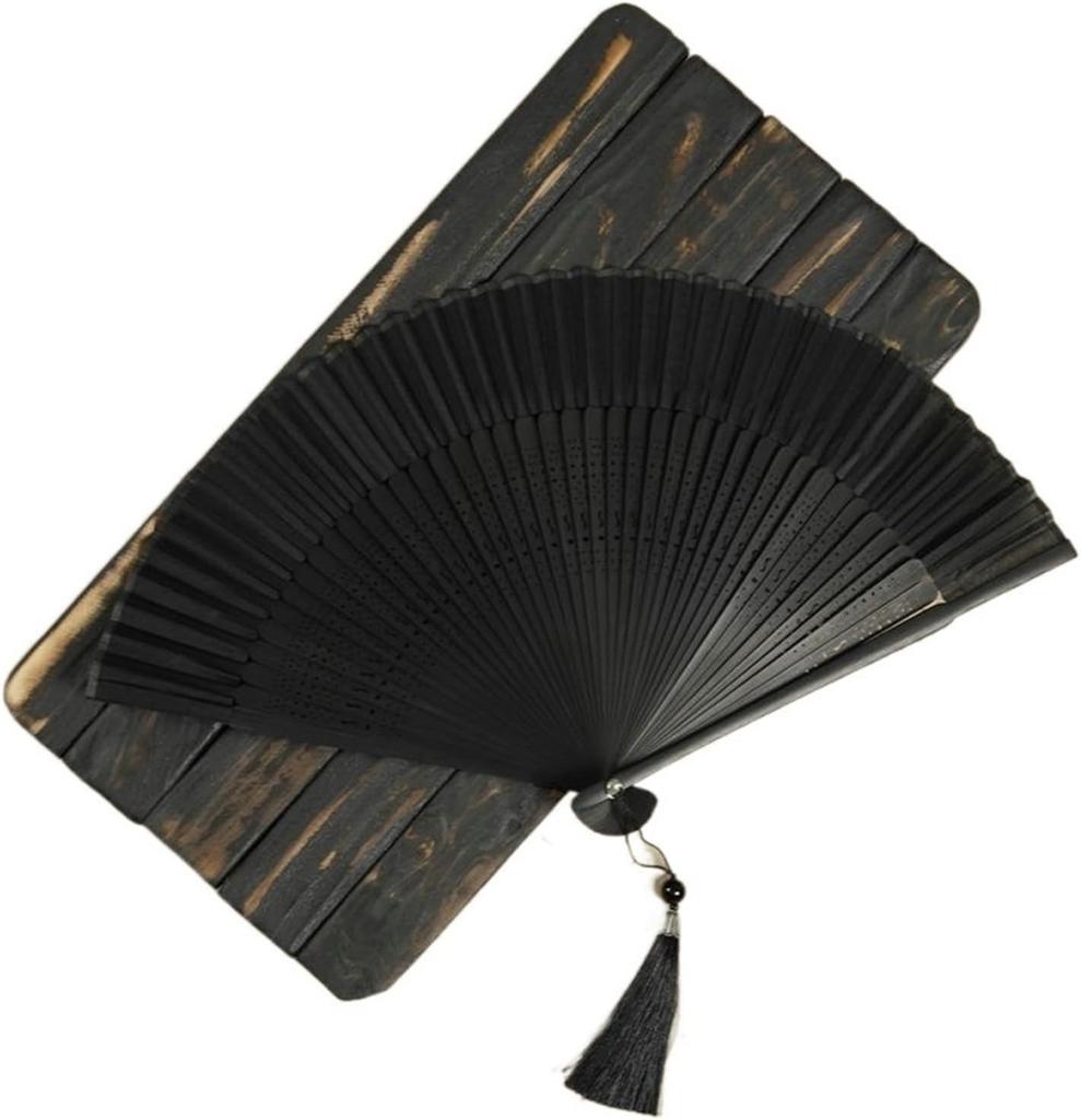 Silk and Bamboo Folding with Black Bone Pure Silk Cool Folding Japanese Handmade Folding Formal Folding Stylish Fan [YaoooosF] Fan, Simple, Plain,