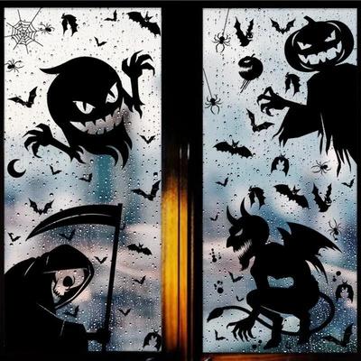 Halloween Mostro Fantasma Gigante Ombra Fantasma Adesivo per Finestra Strega Morte Pipistrello Scheletro Decorazione Festa Helloween Adesivo Elettrostatico