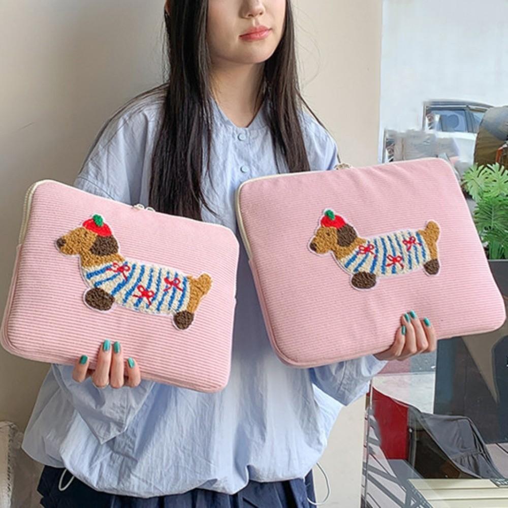 Sweet Tablet Sleeve Bag Cartoon Dog Girl Computer Bag Laptop Sleeve Bag  File Package