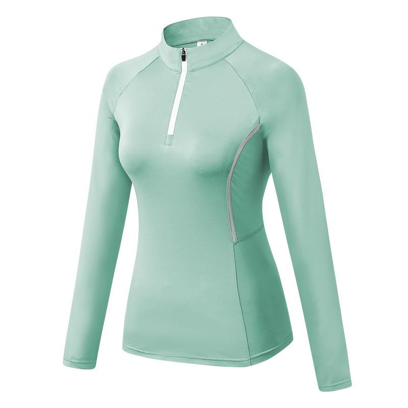 Autumn and Winter Women's Sports Long Sleeve Fitness Running Yoga Clothes High Elastic Tights Quick Drying Stand Collar Sweater