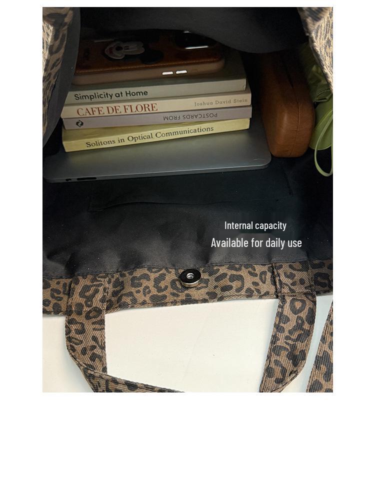 Korean-Style Large Capacity Women’s Leopard Print Tote and Crossbody Bag - 2025 Casual Shoulder Bag