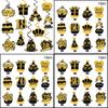 Birthday Celebration Black And Gold Theme Festive Paper Spiral Decor Hanging