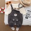 Boys' Bear Sweatshirt & Overalls Set - Spring/Autumn 2025 Casual Two-Piece for Infants