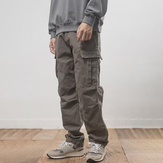 Herren Cargohose Loose Einfarbig Vintage Style High Street Style Weites Bein Gerades Bein Multi Taschen Streetwear Outdoor Reisehose