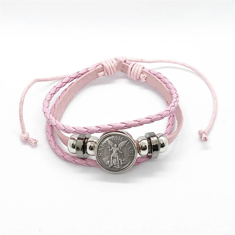 Браслет-амулет Архангела Михаила для мужчин и женщин Защити меня Святой щит Стеклянный камень Время Русский православный плетеный браслет 1