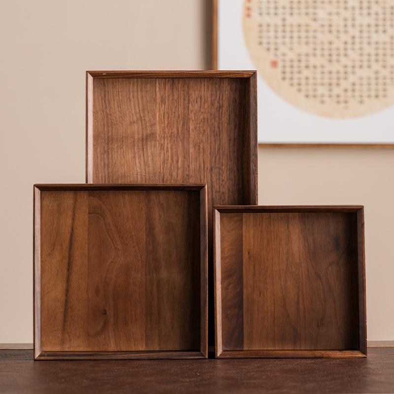 Walnut Wood Chinese Tea Tray and Storage Box
