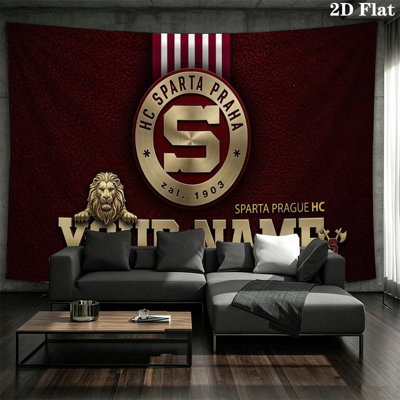 Custom Name,HC Sparta Praha Wall Tapestry, Aesthetic Printed Fabric Blanket, Suitable for Bedroom, Living Room, and Home Decor.