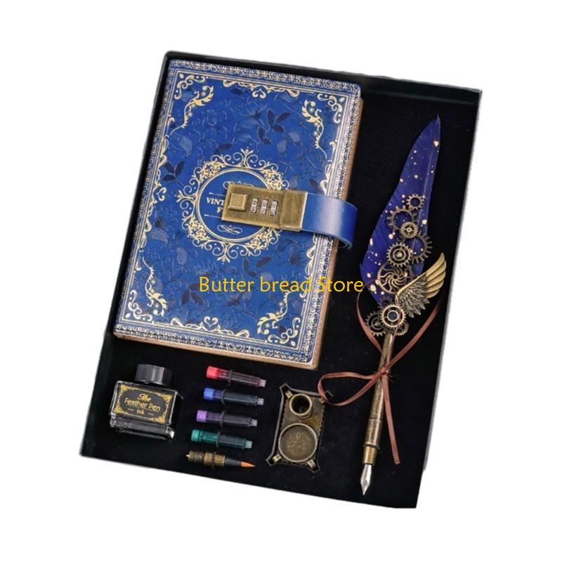 W89C Нежный Подарок Блокнот с Кодовым Замком Кожаная Обложка Дневник Книга