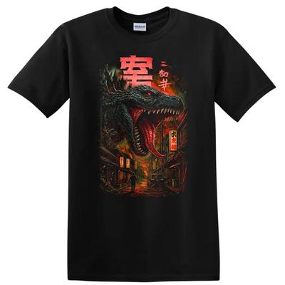 Godzilla Japanese Style T Shirt Graphic Tee Retro Monster Horror Art Design