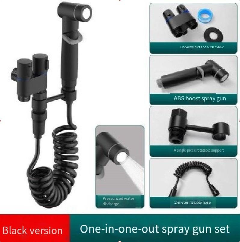 Handheld Bidet Faucet with Double Outlet Angle Valve Stainless Steel Shower Accessory (Black,Stainless Steel) чёрный