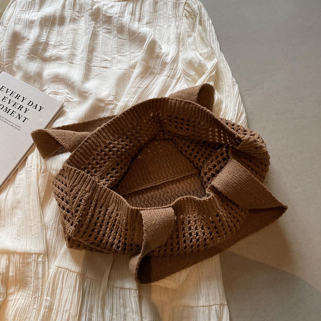 Small and Versatile Knitted Bag, Simple Woven Bag, Mesh Hollowed Out Women's Shoulder Bag, Tote Handbag