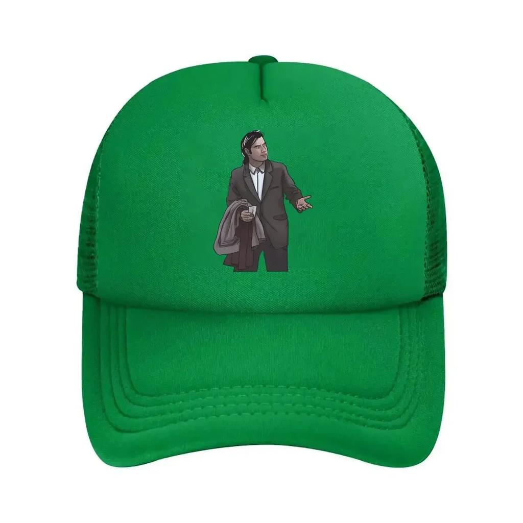 Business Attire Illustrated Character Artwork Mesh Baseball Cap