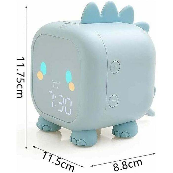 Réveil dinosaure mignon pour enfants,rechargeable par USB,affiche automatiquement l'heure,la date et la température,lampe de chevet