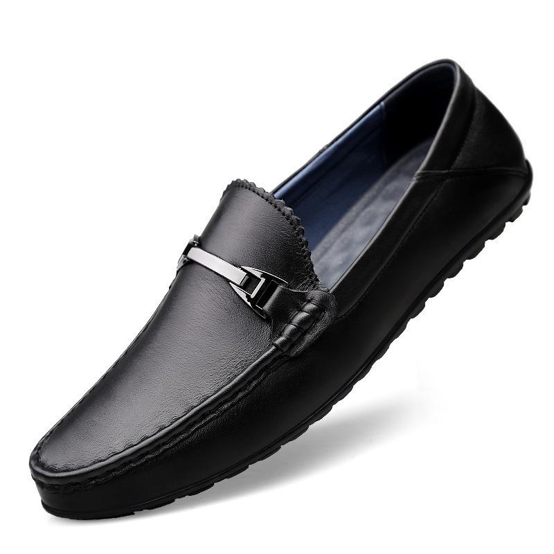 Men's Fashionable Cowhide Loafers - Breathable, Soft Sole Casual Driving Moccasins
