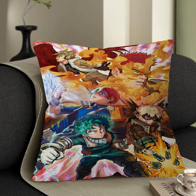 My Hero Academia Pillow Covers Cartoon Sofa Decorative Home Double-sided Printing Short Plush Cute Cushion Cover