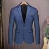 Men Suit Coat Formal Business Style Single Button Cardigan Slim Fit Long Sleeve Turn-down Collar Solid Color Groom Groomsman Wedding Suit Jacket