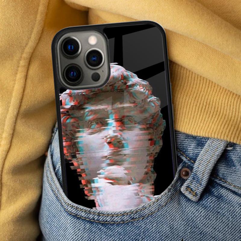 Vintage Funny Statue Soft Phone Case for iPhone 17 Air 16e Pro Max 15 Pro 13 14 Plus 11 12 MagSafe Magnetic Coque