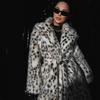 Imitation Fur Autumn and Winter New Leopard Print Women's Coat Long Imitation Fox Fur Coat Women's Clothing