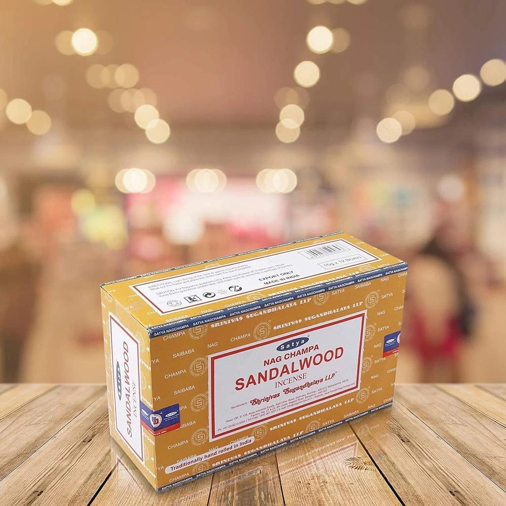 Bastoncini d'Incenso Satya Nag Champa Sandalo - Scatola 12 Pacchetti di Satya + Spedizione Gratuita