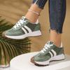 Women's Retro Platform Sneakers Two-Tone Lace-Up Casual Shoes with Gum Sole Striped Detail