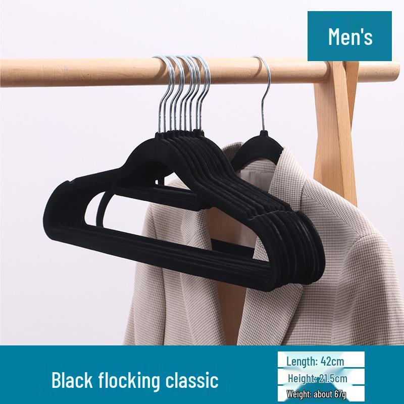 Non-Slip Thickened Flocked Clothes Hanger - Seamless, No Shoulder Marks, Multi-functional Household Hanger for Adults