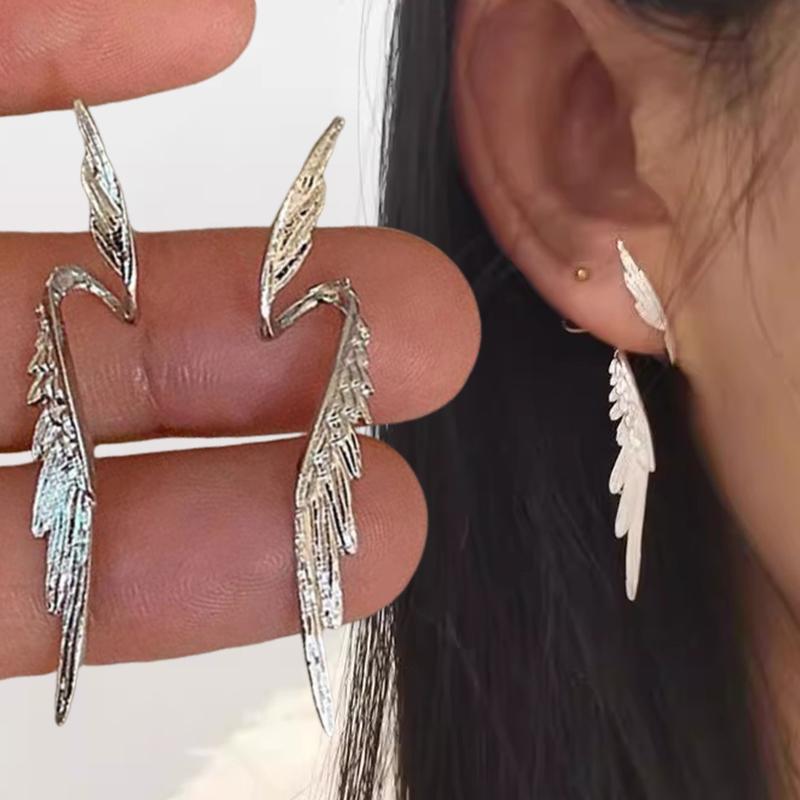 Jednoduché Všestranné Pírkové Náušnice Jedinečné Náušnice Tvaru Křídla Elegantní Visací Náušnice Vysoce Kvalitní Módní Šperky Doplňky Dárek