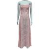 Frühling Sommer Damen Perspektive Urlaub am Meer Slim Fit Camisole Kleid Hohe Taille A Linie Hosenträger Blumendruck Langes Kleid