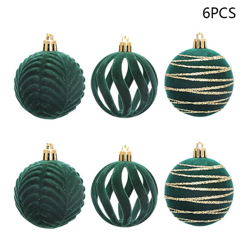 

6Pcs Christmas Tree Flocking Ball Decoration Round Ball Festival Xmas Hanging Ornament A