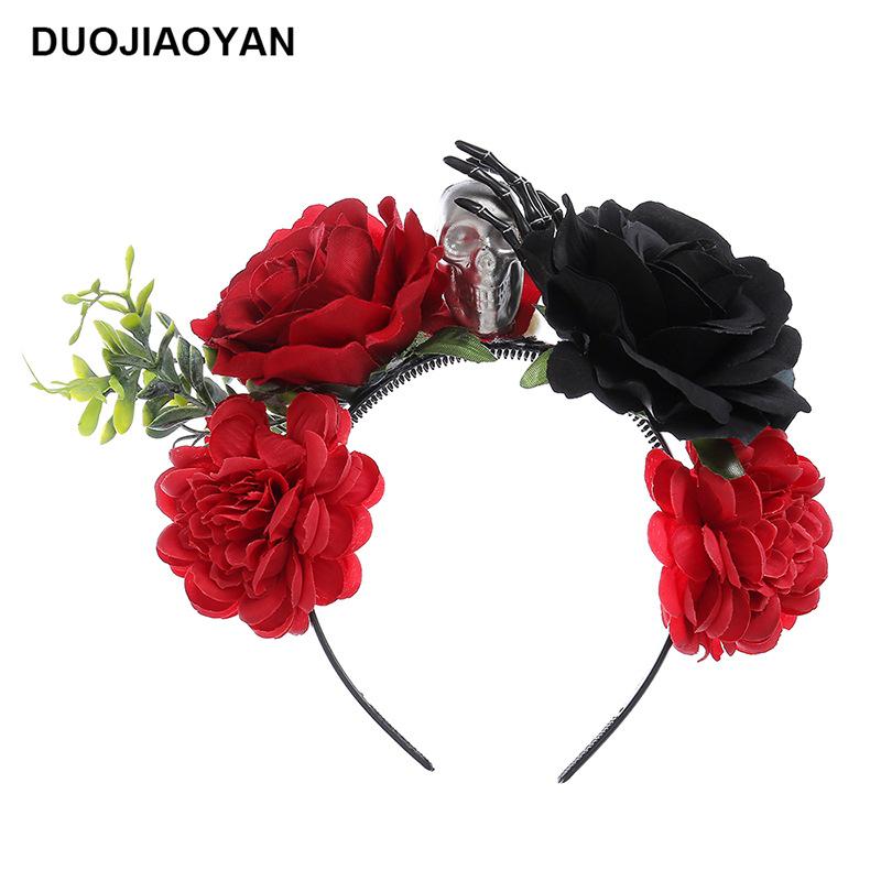 Halloween Flower Headband with Spider for Cosplay or Makeup Party