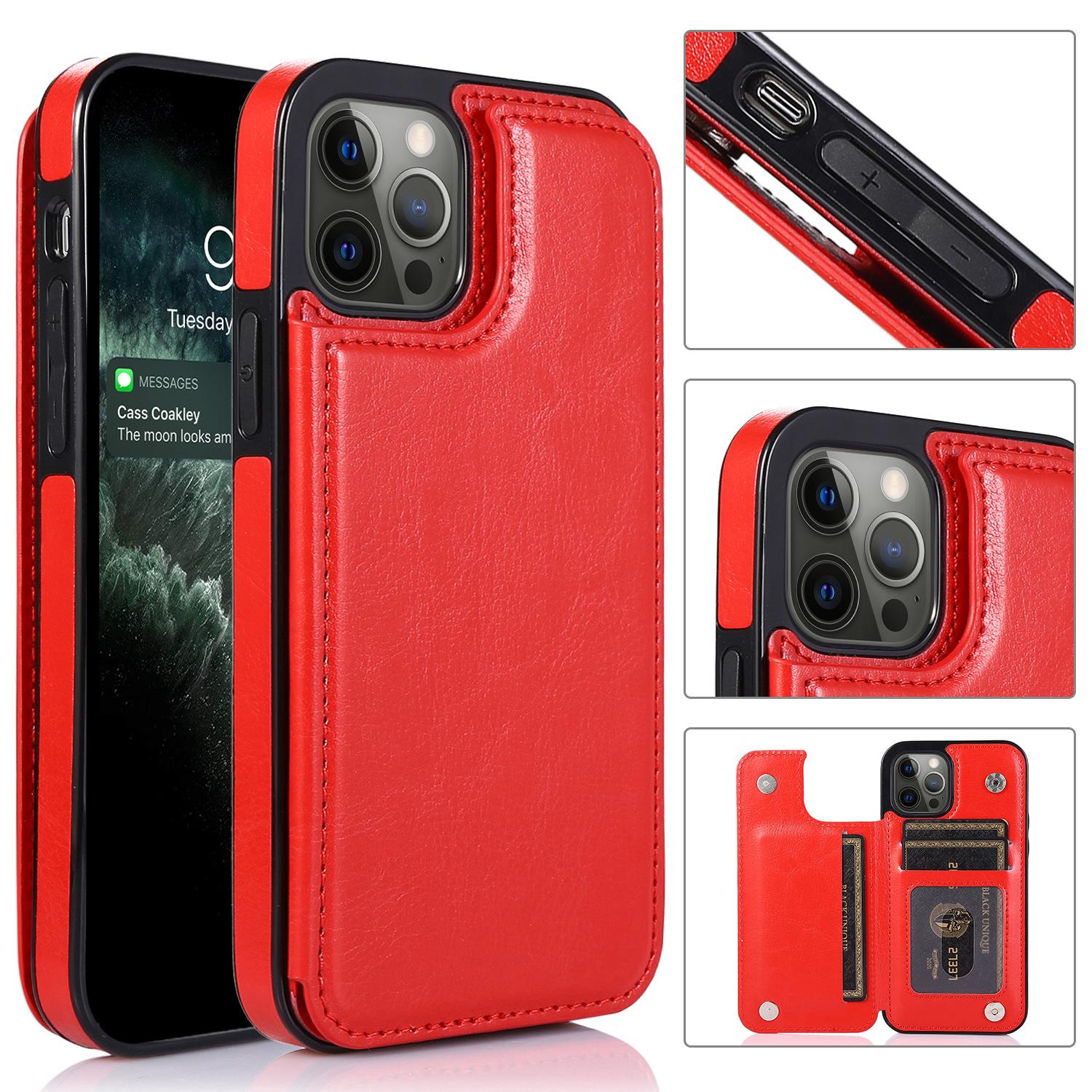 

PU Leather Wallet Phone Case for iPhone 16 Pro/17 & Samsung S26, Vintage Card Holder Protective Cover Samsung S24FE червоний