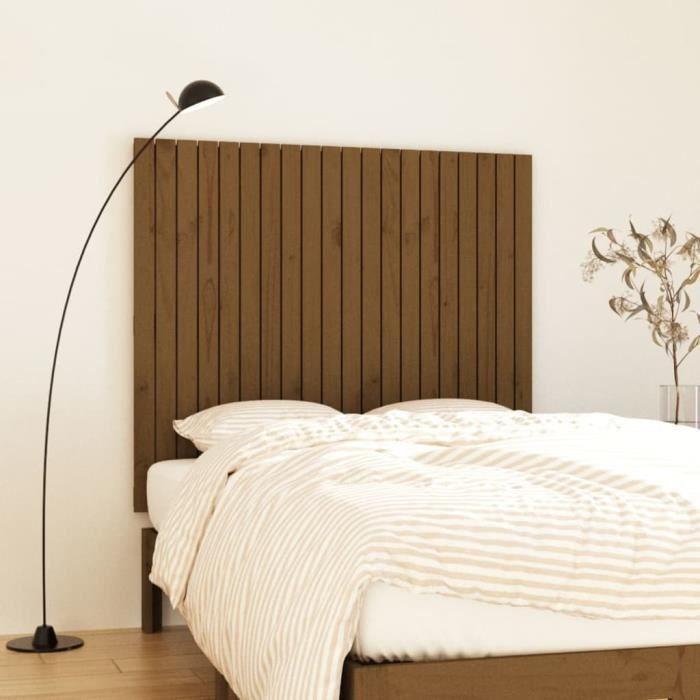 824941 vidaXL Wall-mounted Headboard Honey Brown 127.5x3x110cm Solid Pine Wood