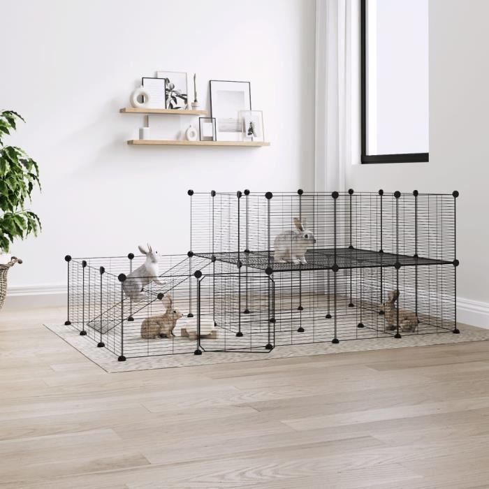 3114063 vidaXL Pet Cage 44 Panels and Door Black 35x35 Cm