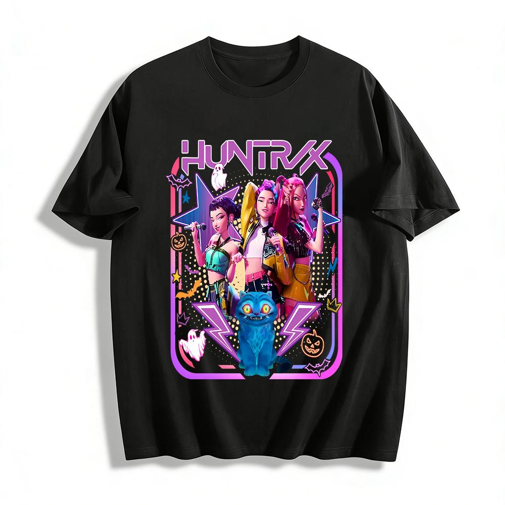 

Halloween Themed HUNTRIX Girl Group Print T-Shirt Trendy Anime Idol Loose Casual Top Pure cotton T-shirt XXS