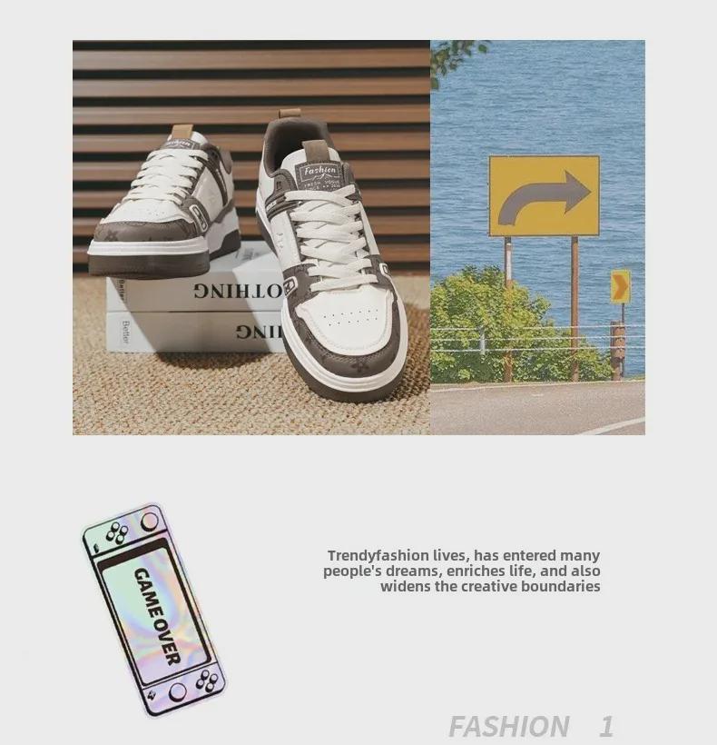 Men's Trendy White Thick-Soled Sneakers - Casual Sports Fashion Shoes