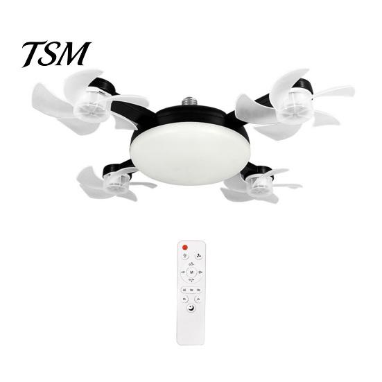 Foldable Blade Ceiling Fan 3/4/5 with Light & Remote Control, 2-in-1 Silent LED Drone Bedroom Blades, 3-Speed Dimmable E27 Socket for Kitchen