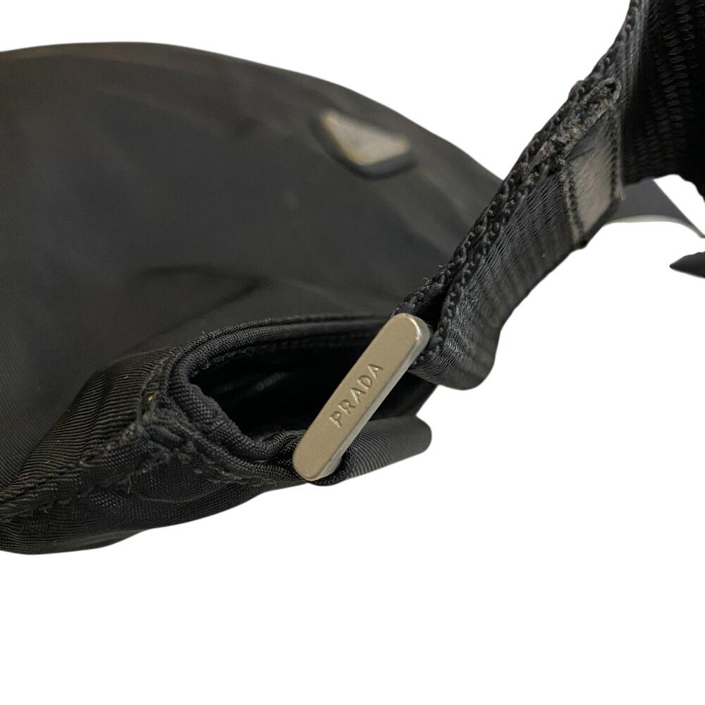 PRADA Sacosh Triangular plate Nylon Shoulder Bag black Nylon Used