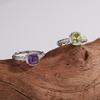 Caibao S925 Sterling Silver Inlaid With Natural Amethyst Peridot Gemstone Ring Women'S Simple And Versatile