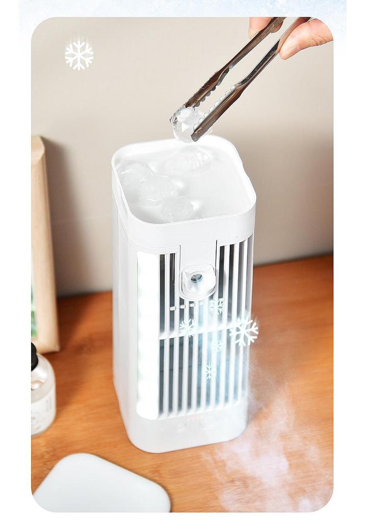 Portable Desktop Air Cooler with Night Light - Compact Household Electric Fan for Indoor Cooling and Humidification