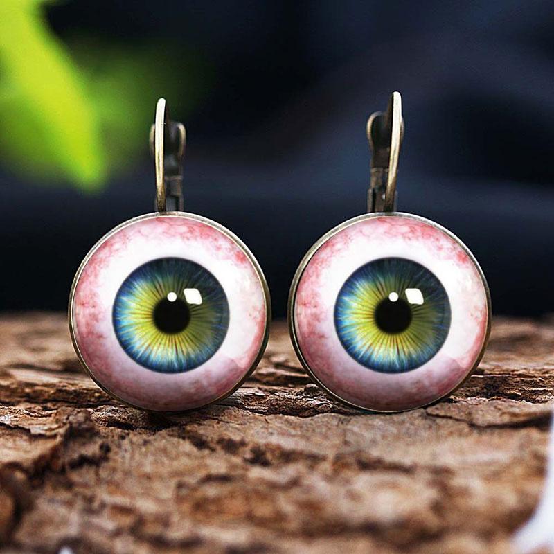 Helle Farbe Glas Cabochon Evil Eye Ohrstecker Modeschmuck Trendy Tier Auge Frauen Charms Französisch Ohrring