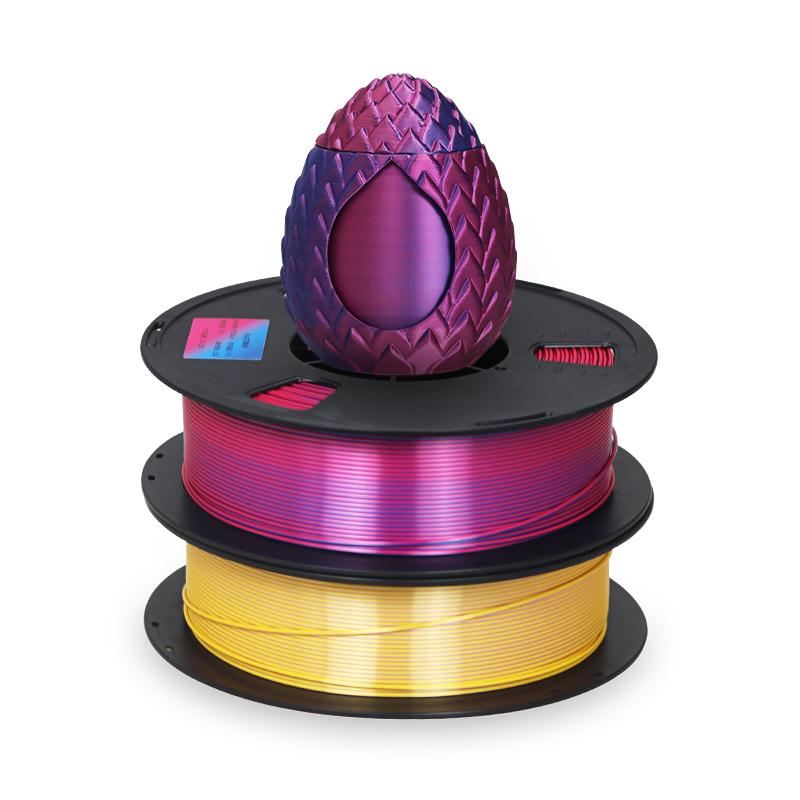 Silk Dual Color PLA Filament 1.75mm 3D Printer Bi-Color Filament 1kg (2.2lbs) PLA Silk 2 In 1 Colors PLA Filament