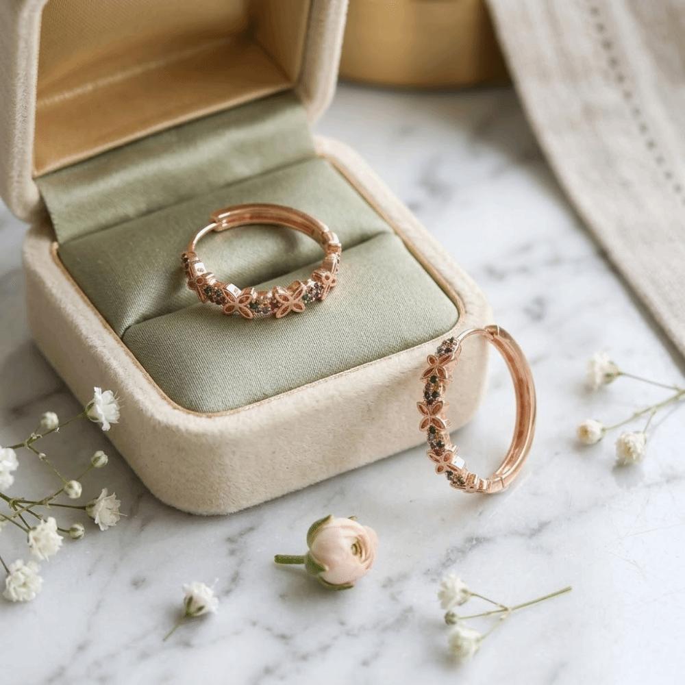 Copper Wreath Hoop Earrings Colorful Butterfly Round Earrings Ear Jewelry Retro Ear Drop  Women