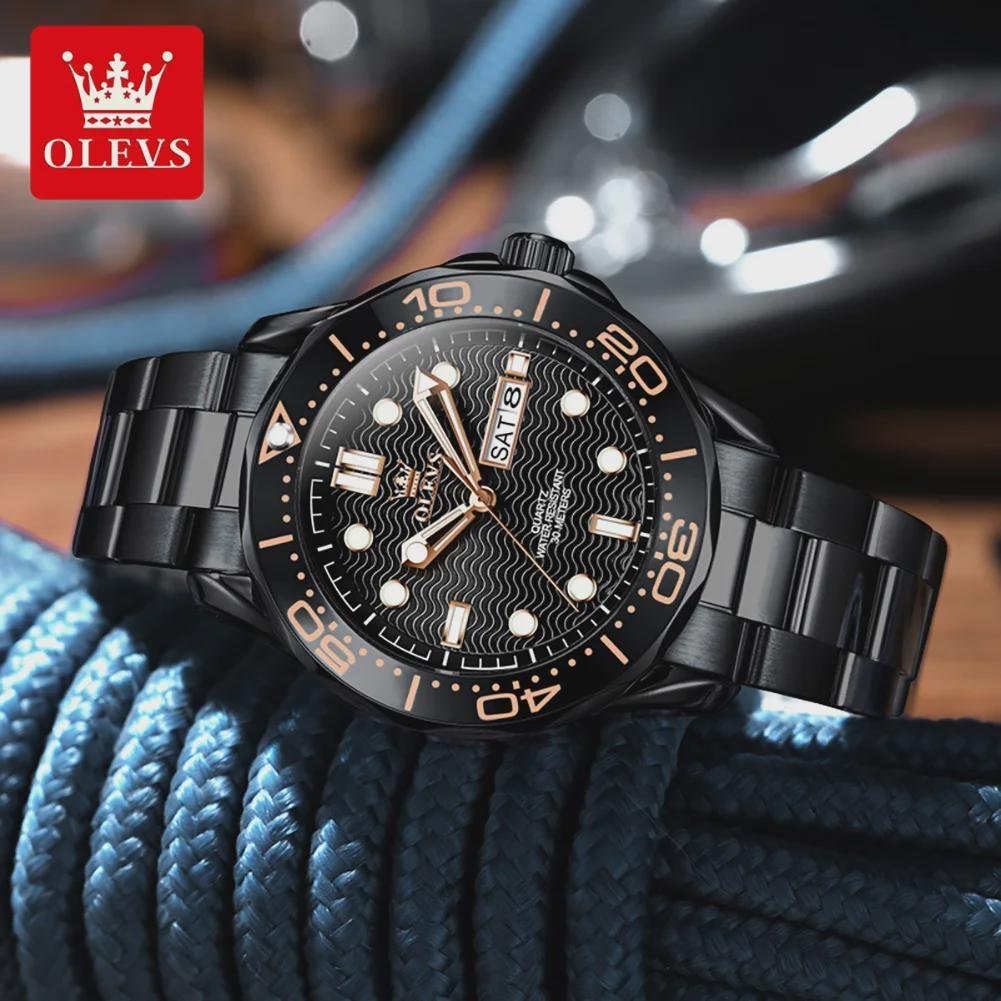 Fashion Mens Watches Steel/Silicone Strap Luminous Dual Calendar Waterproof Multi Color Business Sport Wrist Watch