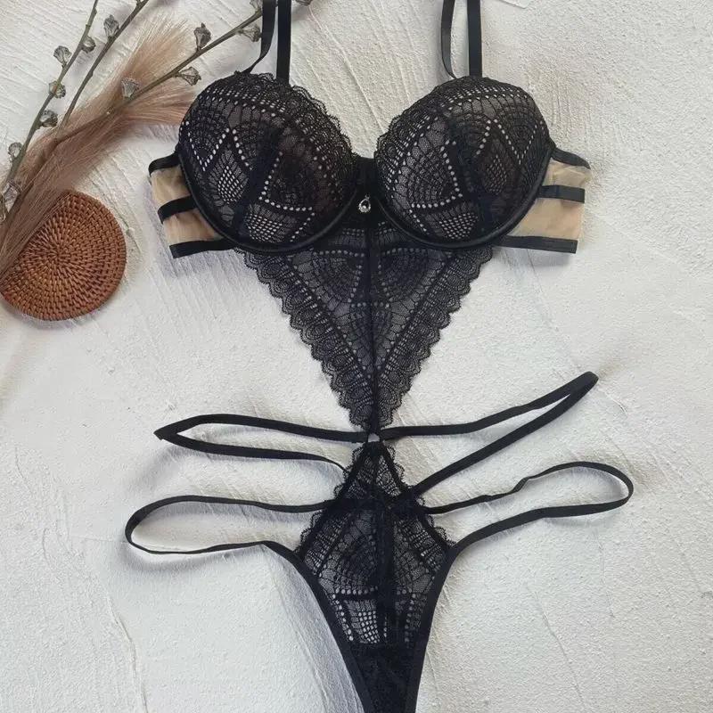2023 Women's European & American Lace Sexy Pajamas: Strap-Free One-Piece Body Shaping Suit