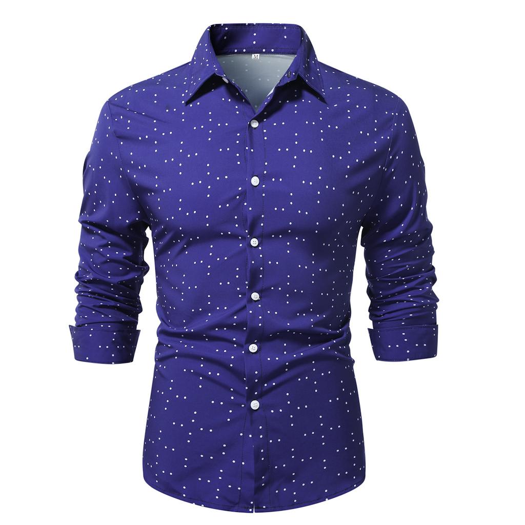 Polka Dot Star Printing  Dress Shirt for Men's Button Down Long Sleeve Casual Business Shirts
