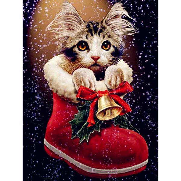5D Diamond Painting Animal Cat Diamond Embroidery Christmas Cat Cross Stitch Rhinestone Picture Mosaic Set Christmas Home Decor