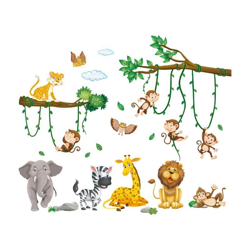 Removable Cartoon Animal Wall Stickers for Kids' Rooms – Perfect for Bedrooms, Living Rooms, Party Decorations, Doors, and Windows.