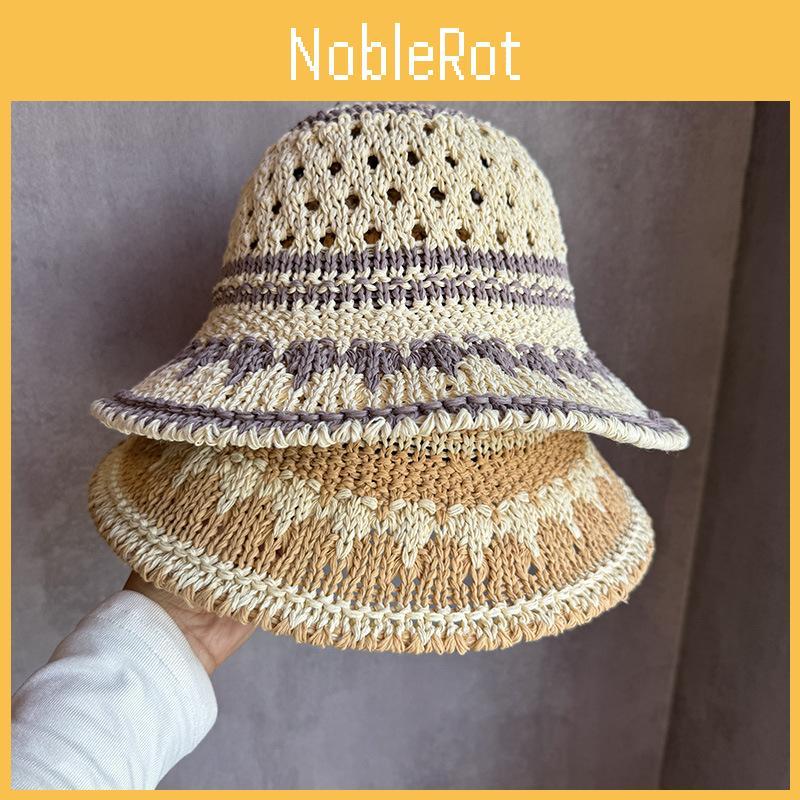 Pattern Women Summer Hollowed Out Hat With Large Brim Uv Sunshade For Outings