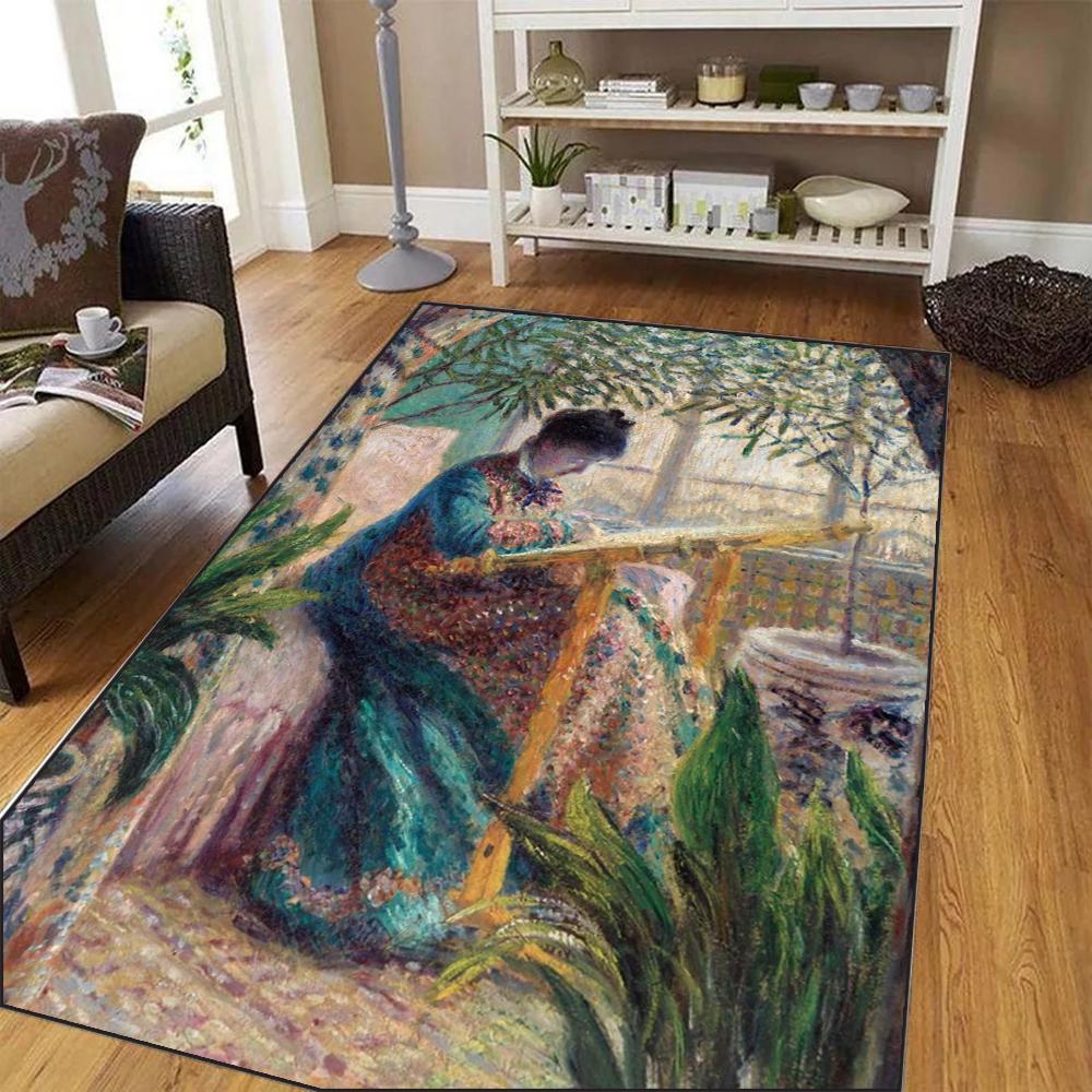 Large Monet Water Lilies Impressionist Painting Carpet for Living Room Bedroom Floor Mat Art Style Home Decor Rug Art Lovers 40x60cm