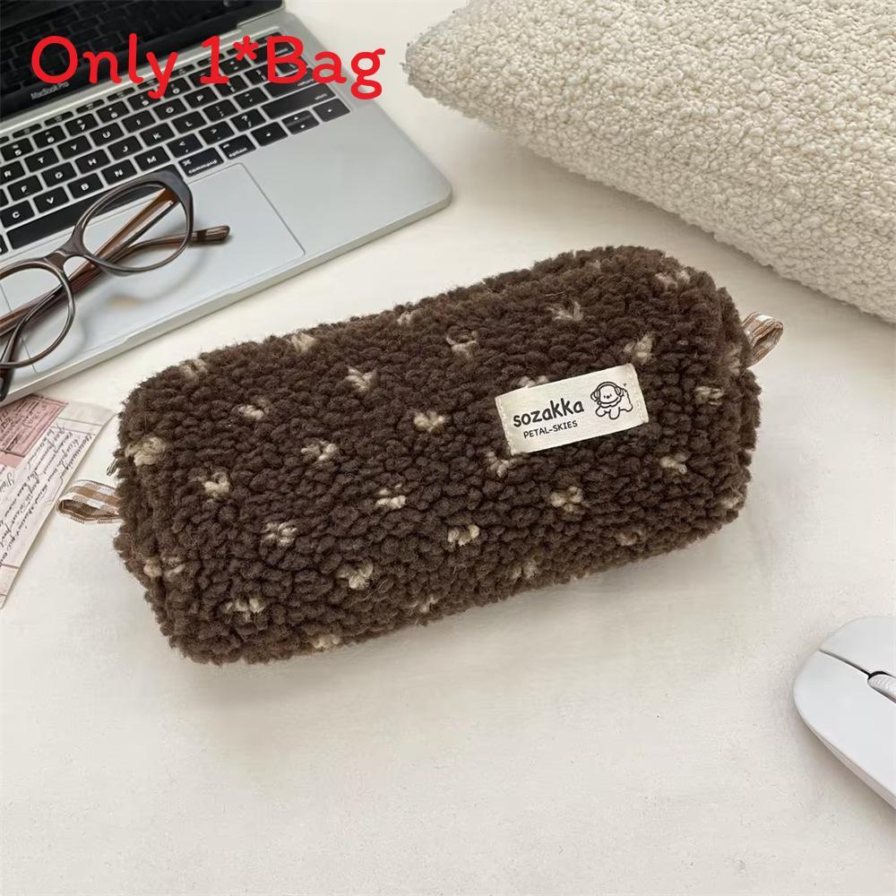 Plush Heart Pencil Case For Students With Large Capacity Storage Bag For School Supplies