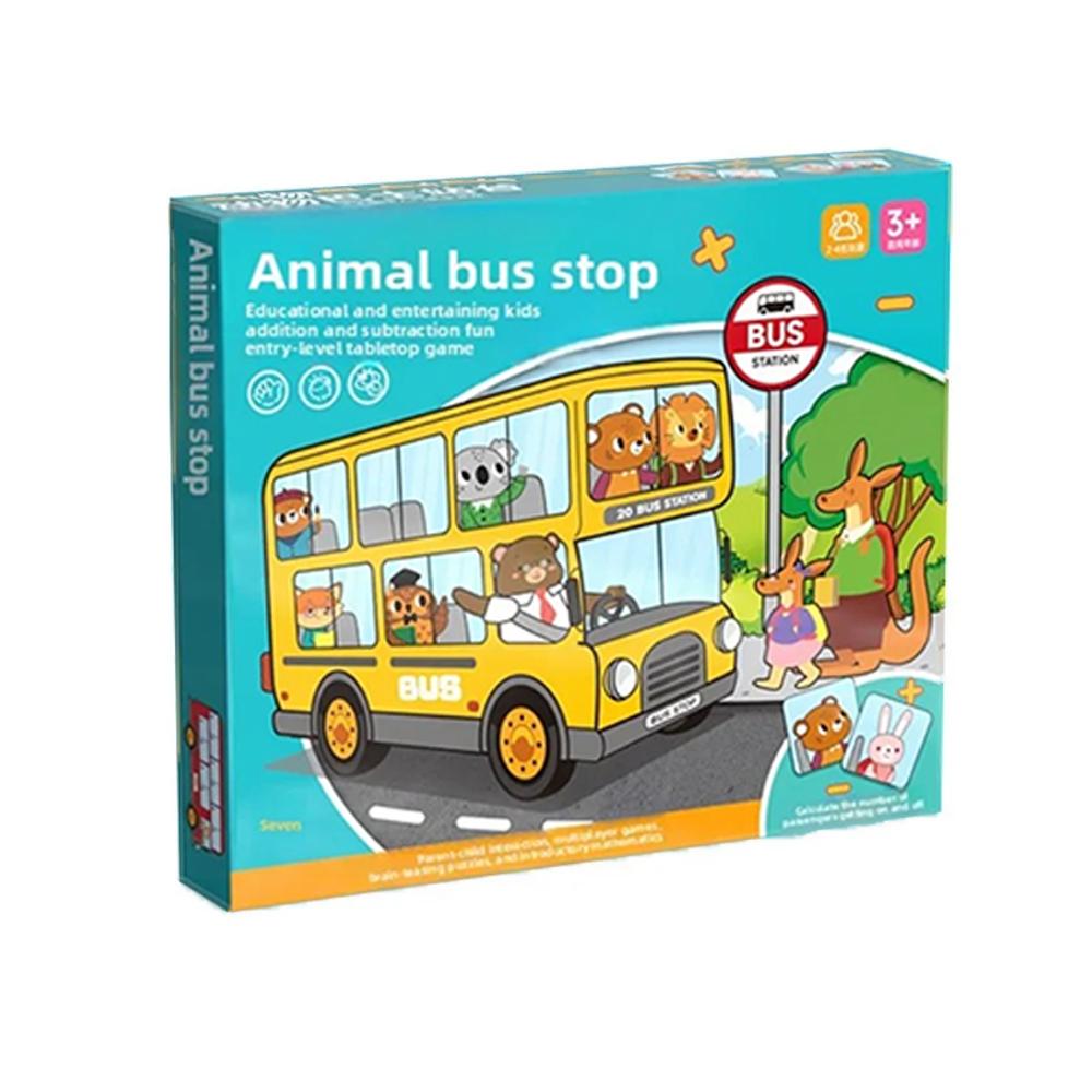 

Cartoon Animal Bus Stop Tabletop Game Multicolor Parent-child Board Game Educational Toy